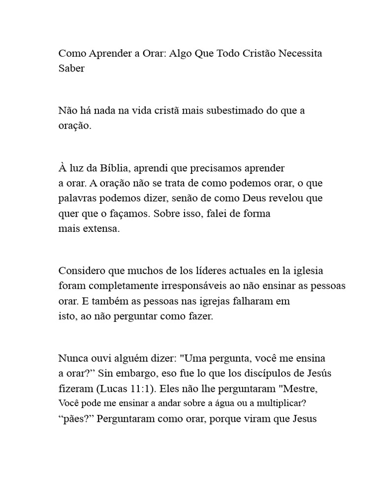 Como Aprender a Orar | PDF | Oração | Bíblia