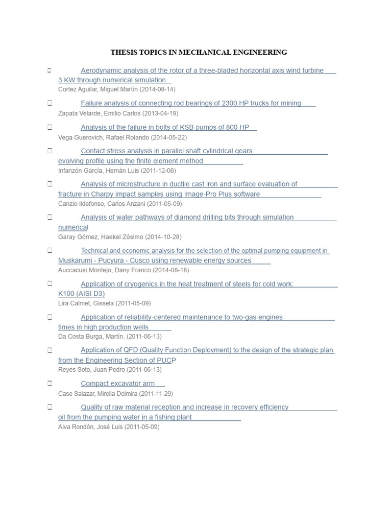 Mechanical Engineering Thesis Topics | PDF | Engineering | Composite ...