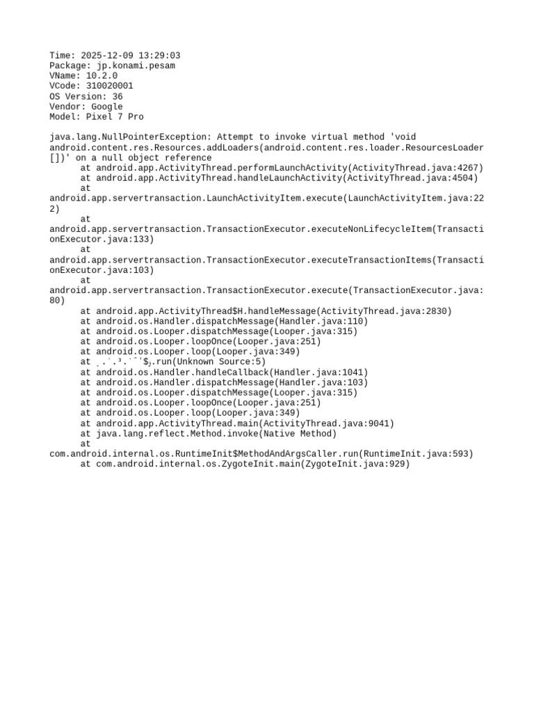 PES 2025 NullPointerException Error Fix | PDF