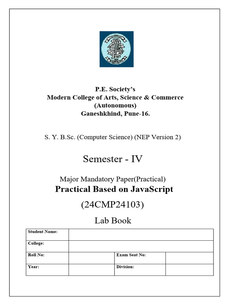 JavaScript Practical Workbook for Students | PDF | Java Script ...