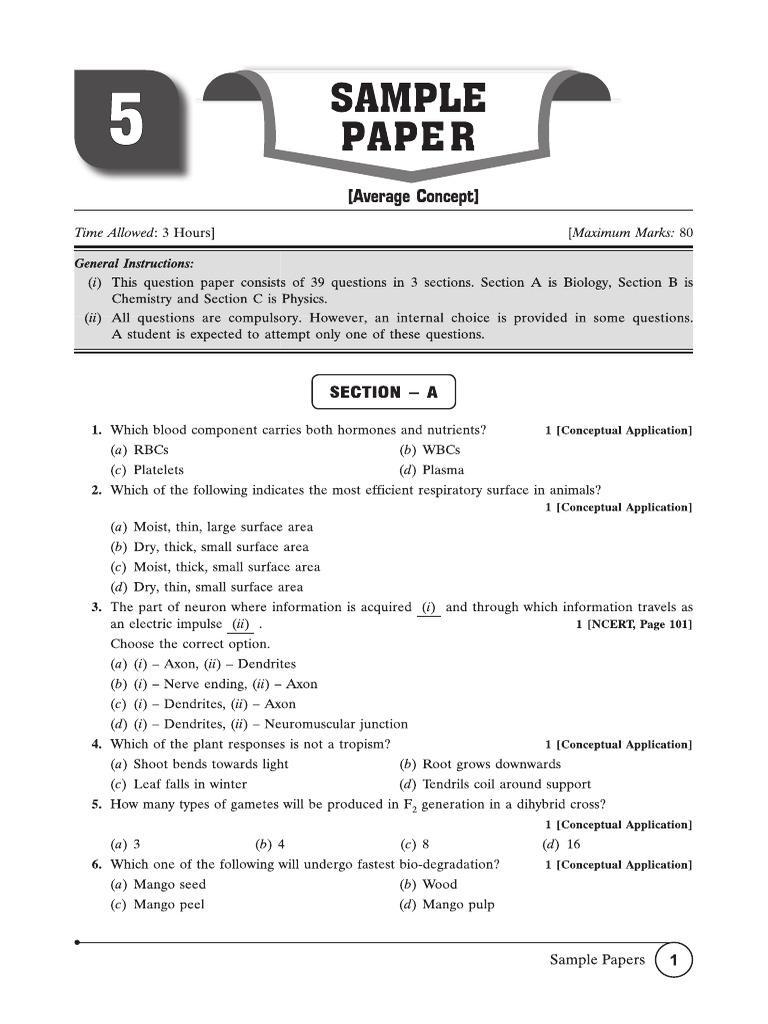 Science Sample Papers 2026 | PDF