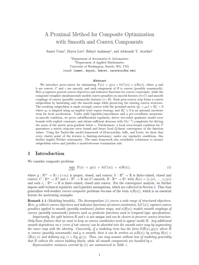Proximal Method for Composite Optimization | PDF | Geometry | Functions ...