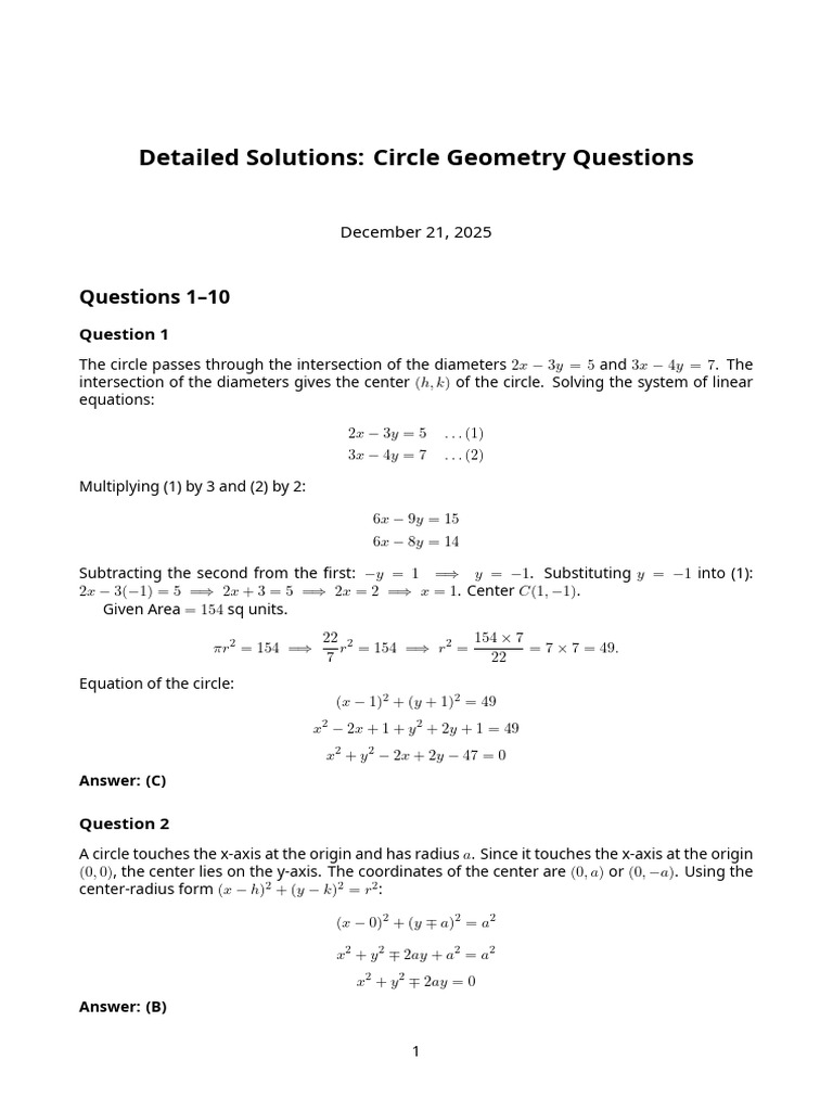 Circle Geometry Problem Solutions | PDF | Circle | Triangle Geometry