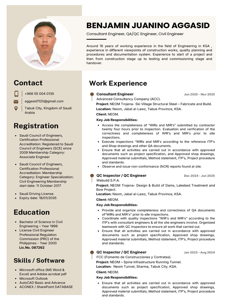 Civil Engineering Professional Profile | PDF | Quality Assurance ...