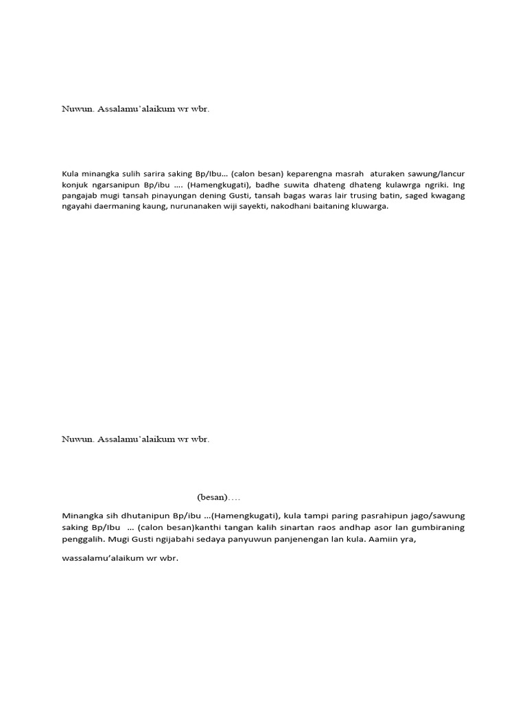 Contoh Pasrah Jago/Sawung dalam Tradisi | PDF