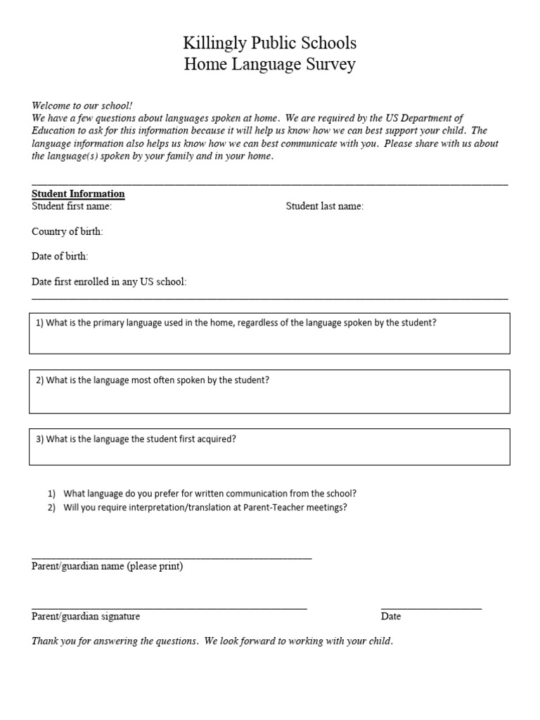 Kps Home Language Survey | PDF