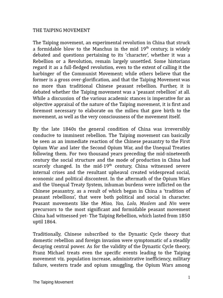 Understanding the Taiping Movement | PDF | Rebellions | Qing Dynasty