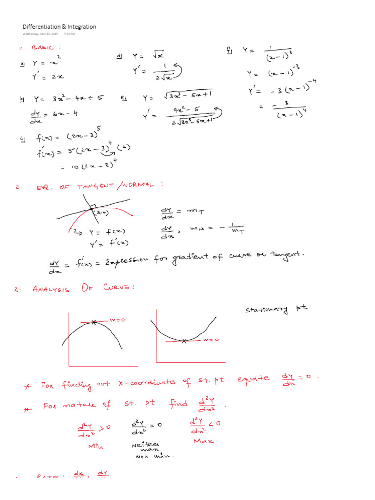Recap of P1 Differentiation & Integtation | PDF