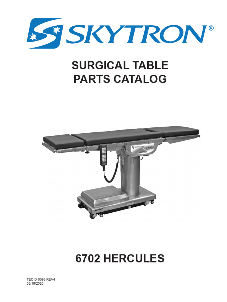 6702 Surgical Table Parts Catalog | PDF | Pump | Valve