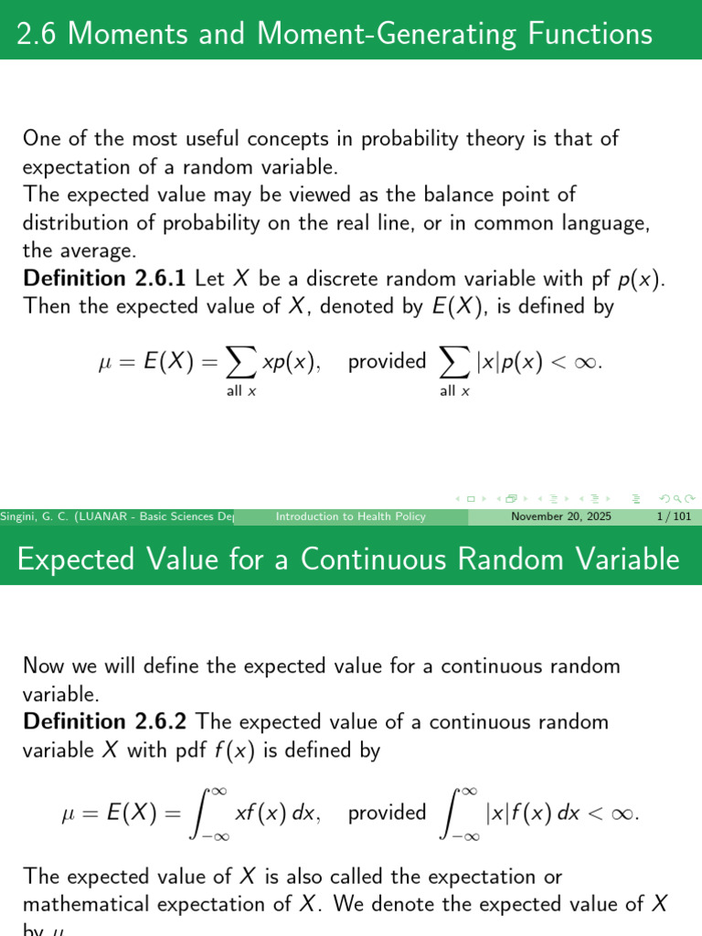 Understanding Expected Value and Variance | PDF | Variance | Expected Value