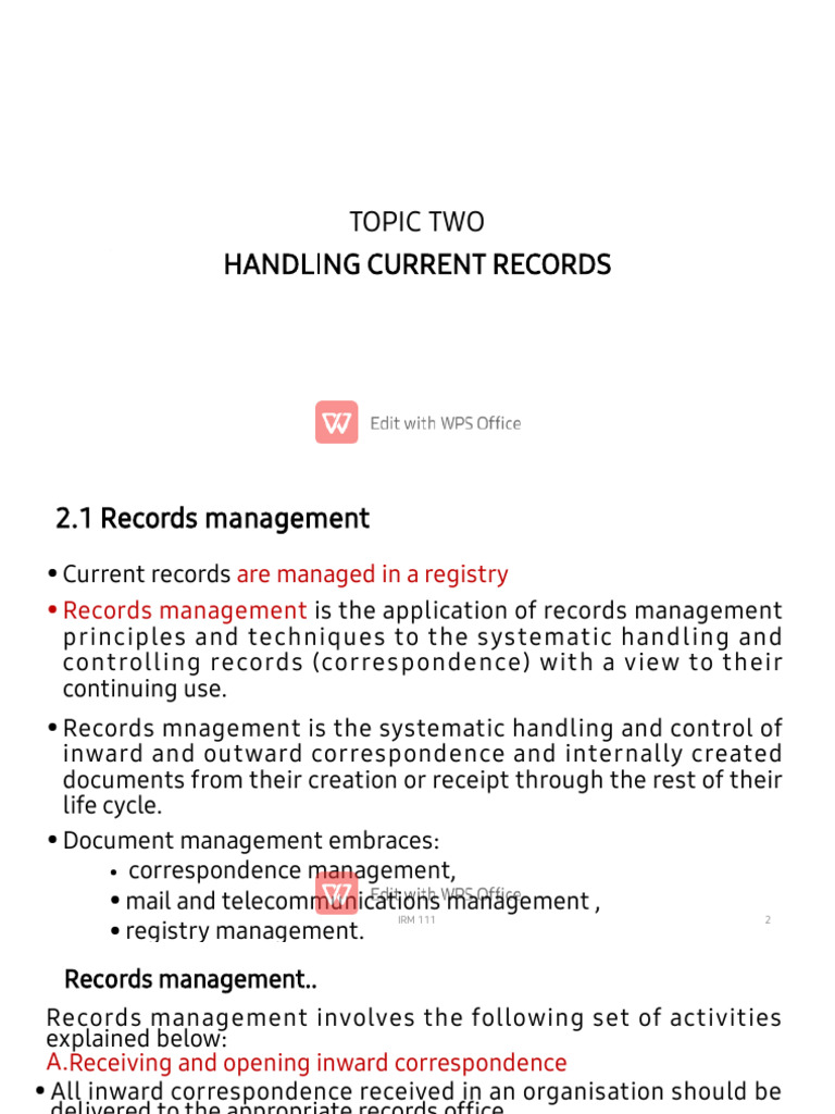 Current Records Management Practices | PDF
