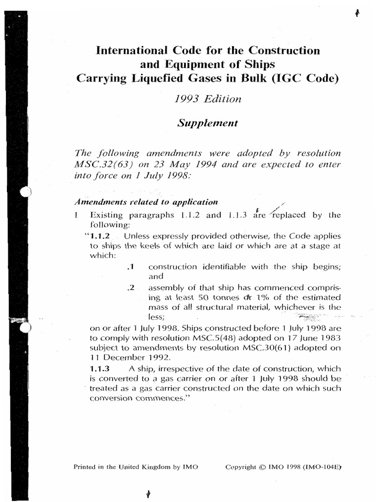 International Code For The Construction and Equipment of Ships Carrying ...
