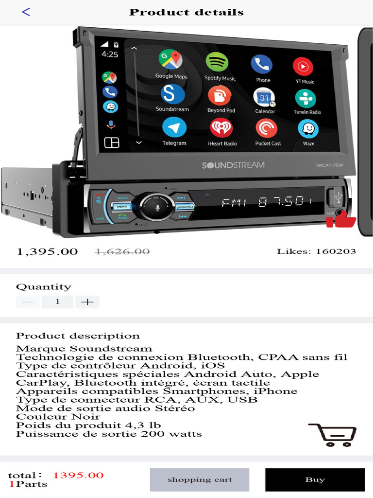 Autoradio Bluetooth Soundstream 200W | PDF