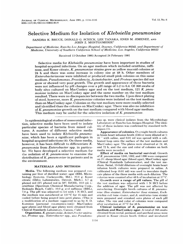 Selective Medium for K. pneumoniae Isolation | PDF | Growth Medium ...