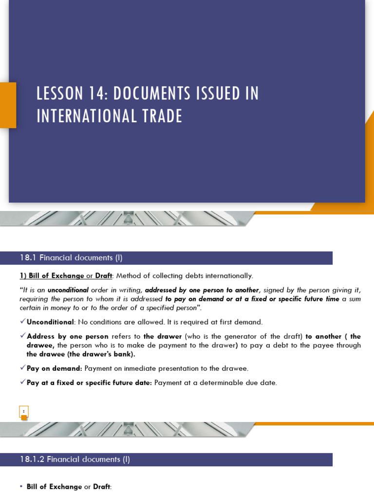 Key Documents in International Trade | PDF | Negotiable Instrument ...
