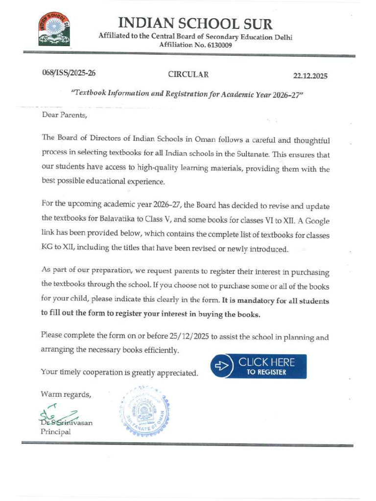 Circular 68 - Textbooks For The Academic Year 2026-27 | PDF