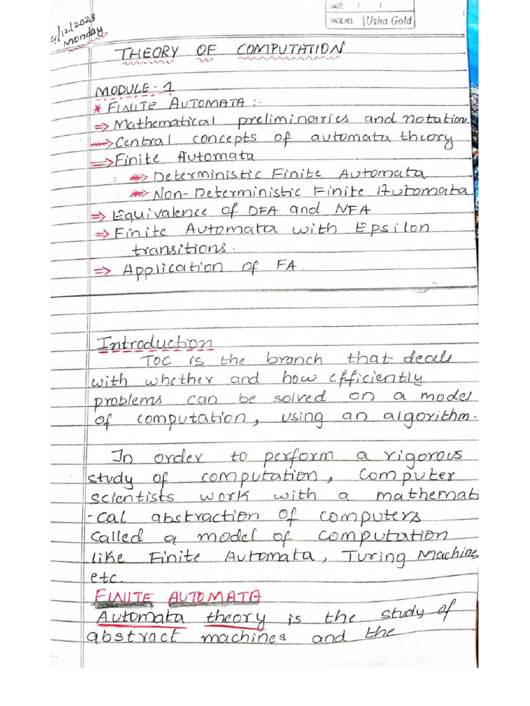 ATCMOD 1 NOTES (Written) @vtunetwork | PDF