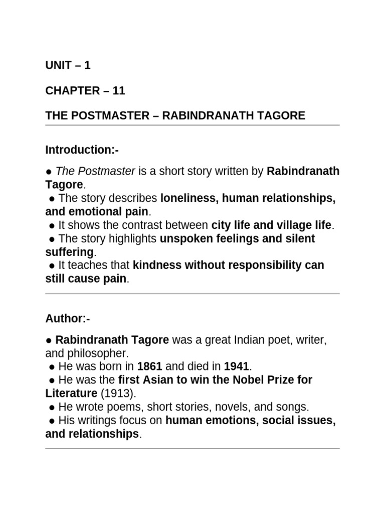 The Postmaster: Loneliness and Loss | PDF