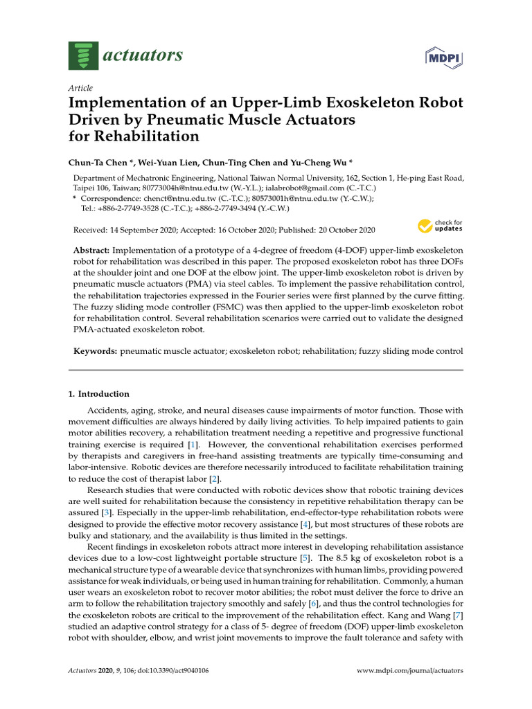 Pneumatic Actuated Exoskeleton for Rehab | PDF | Anatomical Terms Of ...