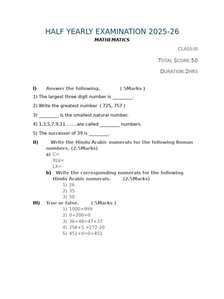 3rd Maths | PDF