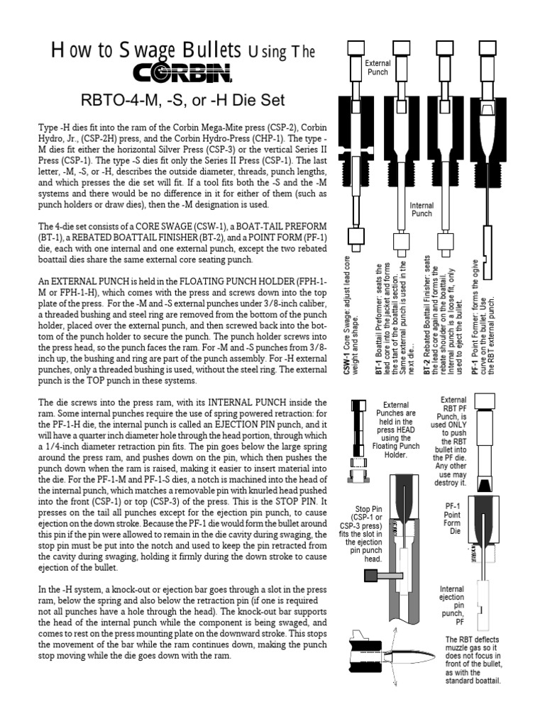 Swaging Bullets with RBTO Die Set Guide | PDF | Bullet | Screw