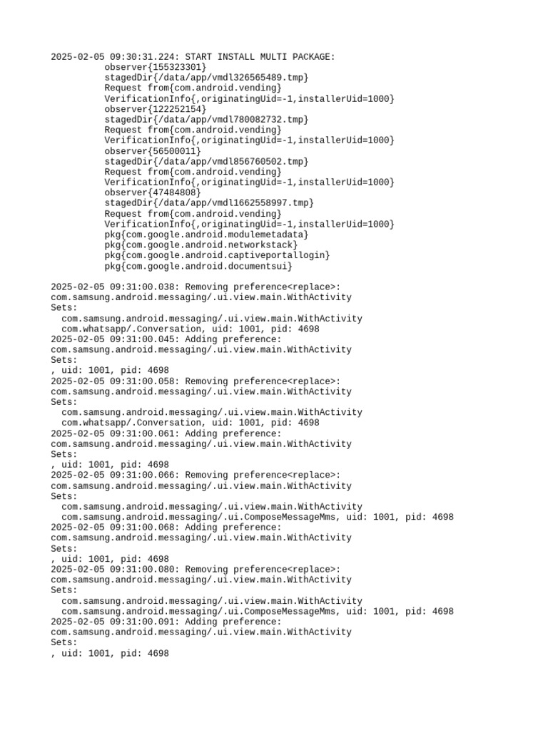 Android Package Installation Logs | PDF | Software | Mobile Software