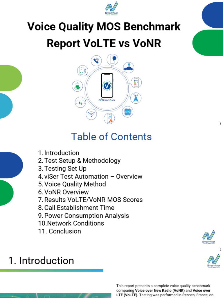 SmartViser Voice Quality MOS Benchmark Report VoLTE vs VoNR v1.0 | PDF ...