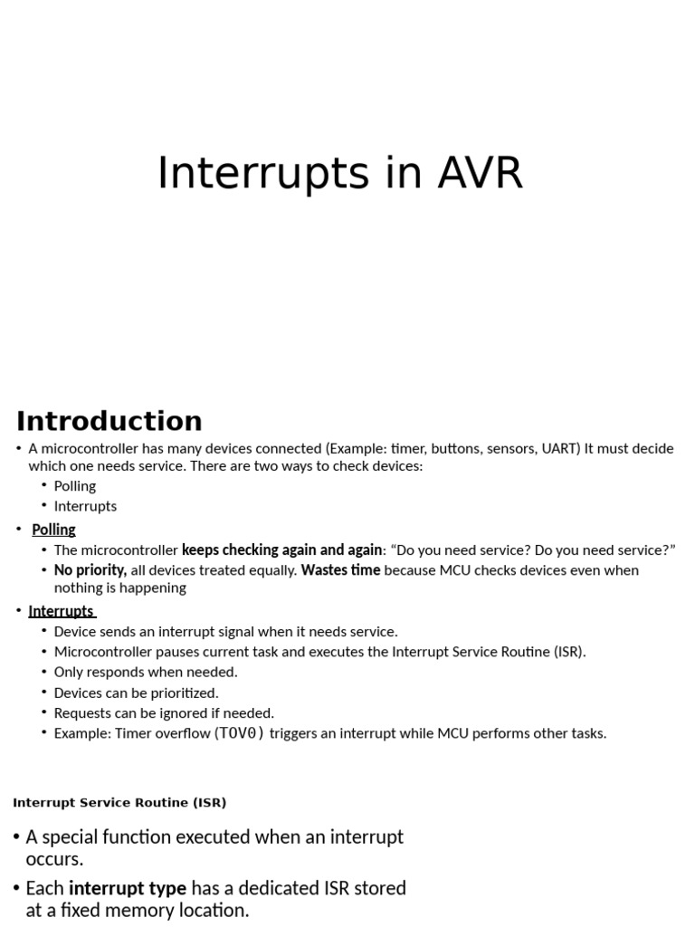 AVR Interrupts Overview and Implementation | PDF | Microcontroller ...