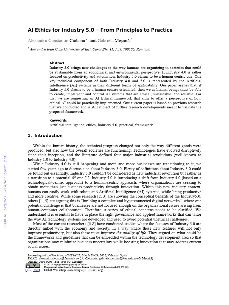 AI Ethics Framework for Industry 5.0 | PDF | Artificial Intelligence ...