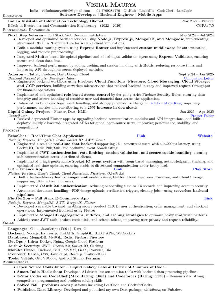 Software Developer Resume - Vishal Maurya | PDF | Cloud Computing ...
