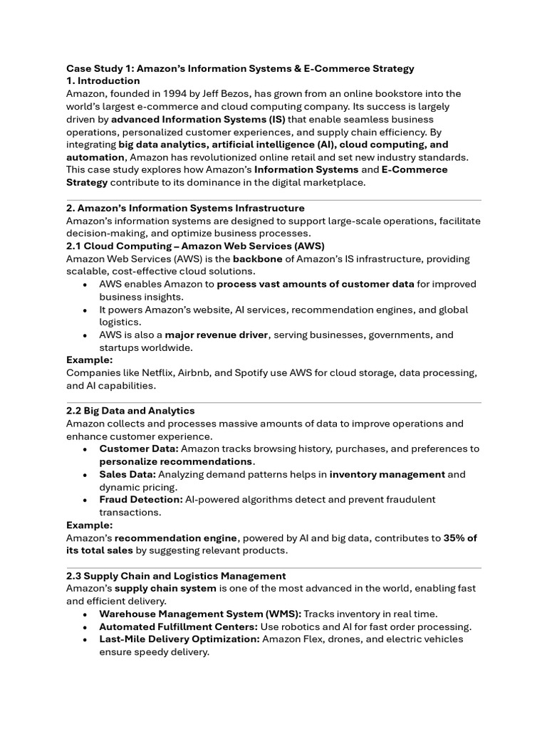 Amazon's E-Commerce & IS Strategy Insights | PDF | E Commerce | Cloud ...