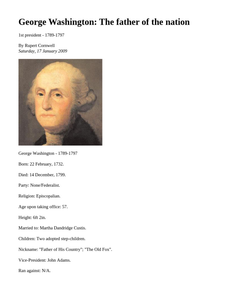 George Washington: America's First President | PDF | George Washington ...
