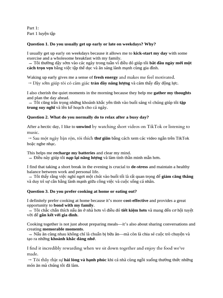 SPEAK pART 1 Vstep | PDF