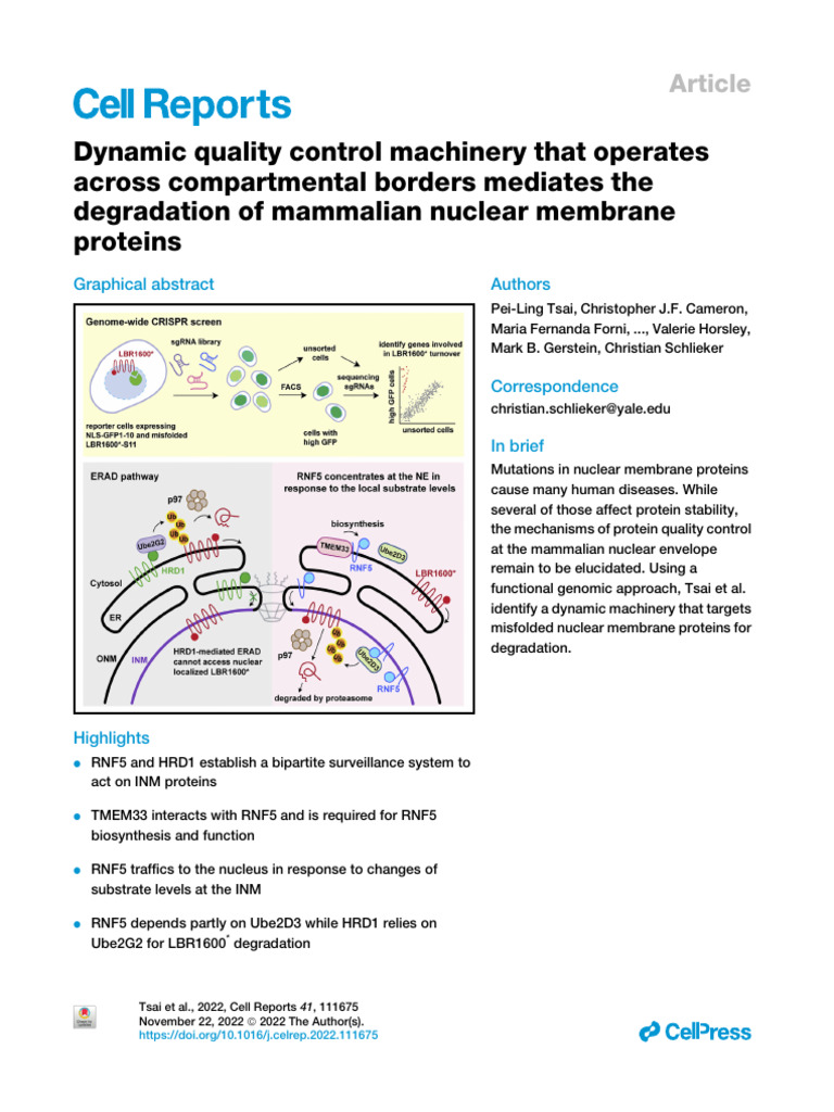 Nuclear Membrane Protein Quality Control | PDF | Ubiquitin | Proteins