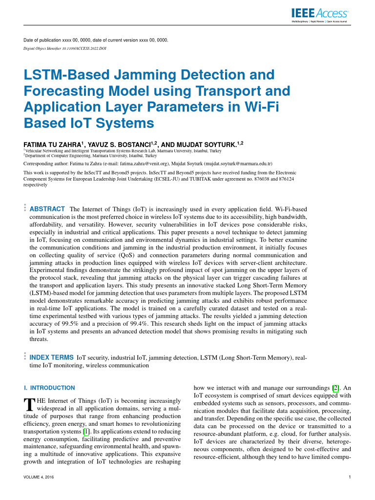 LSTM Model for Jamming Detection in IoT | PDF | Internet Of Things ...