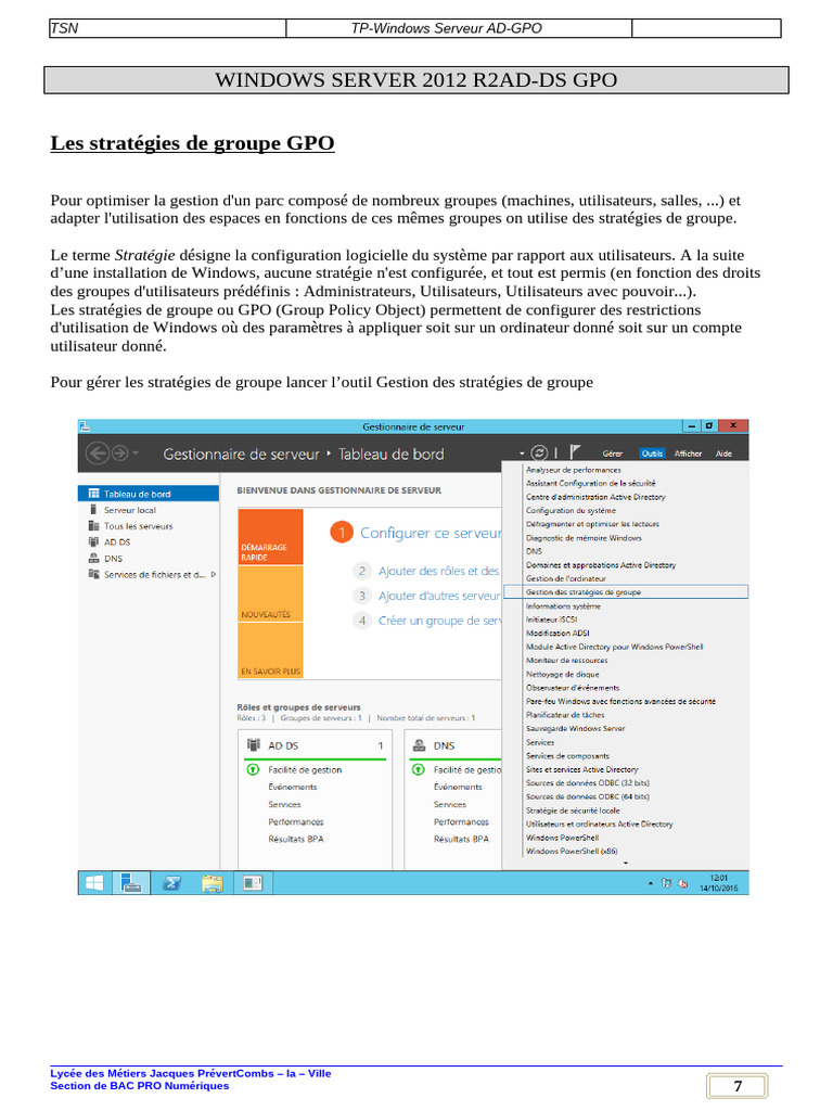 Gérer les GPO sur Windows Server 2012 R2 | PDF | Stratégies de groupe ...