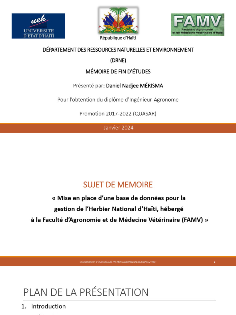 Gestion informatisée de l'Herbier d'Haïti | PDF