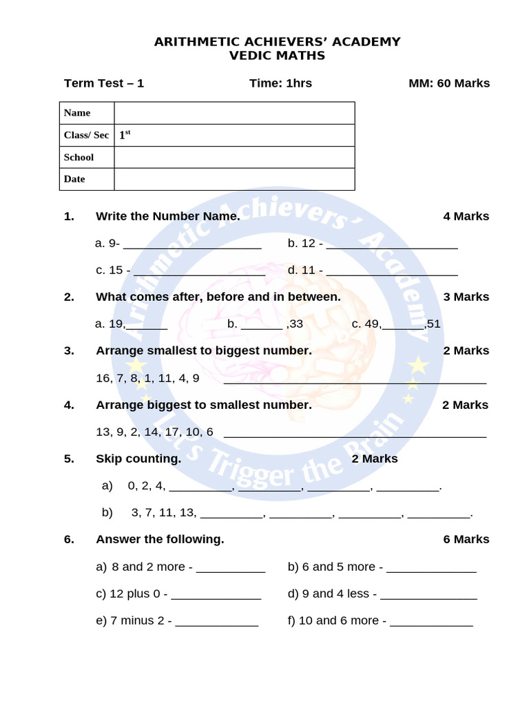VM Class 1 Test Paper | PDF | Chess | Chess Theory
