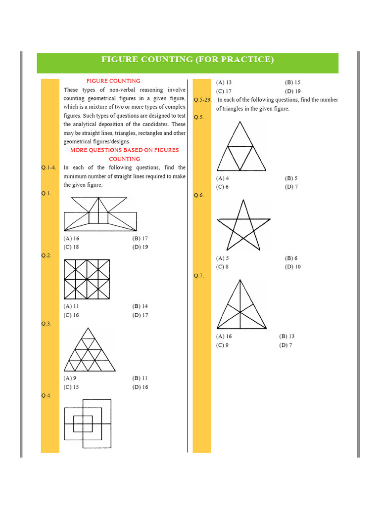 Figure Counting Practice Questions | PDF | Geometry | Classical Geometry