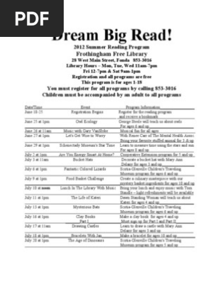 Library Summer Program 2012