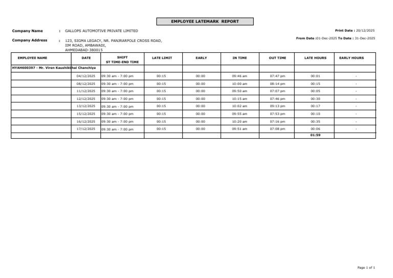 Rpt Emp LateMark Report (4) | PDF
