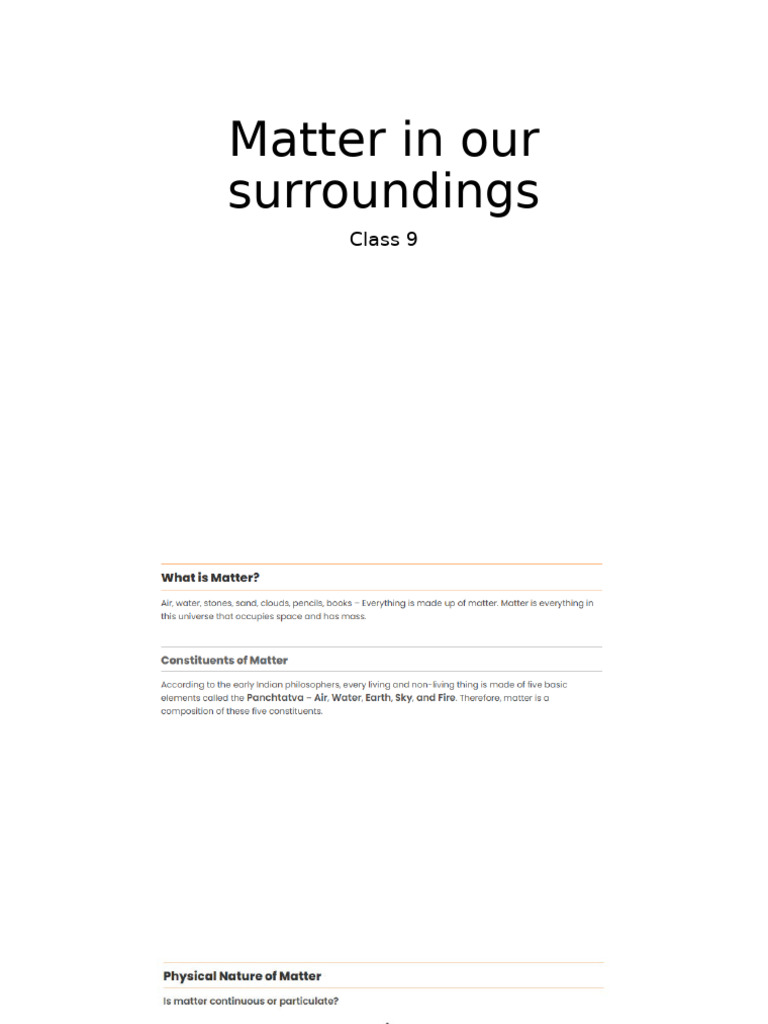 Matter in Our Surroundings | PDF
