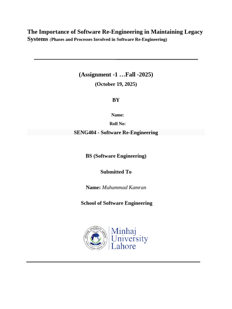 SENG404 the Importance of Software Re Engineering in Maintaining Legacy ...