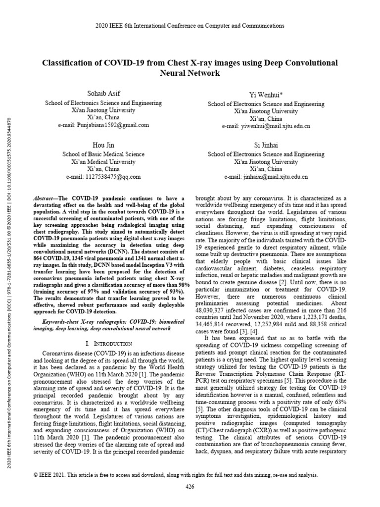 Classification of COVID-19 From Chest X-Ray Images Using Deep ...