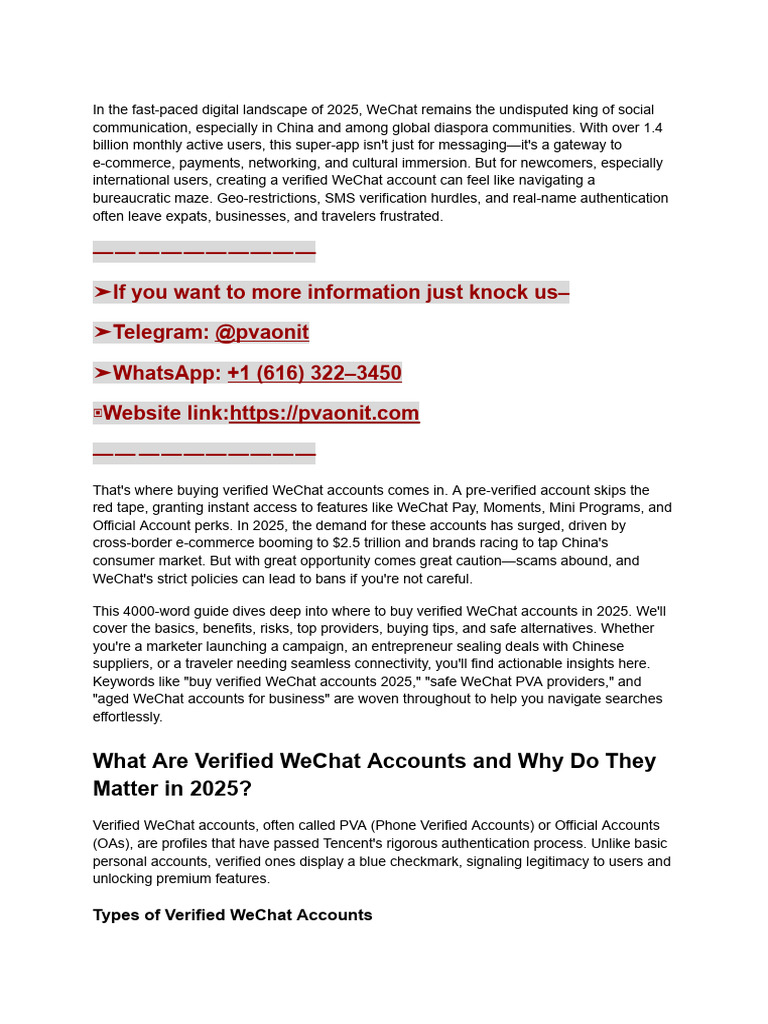 _Where to Buy Verified WeChat Accounts in 2025 | PDF | We Chat | E Commerce
