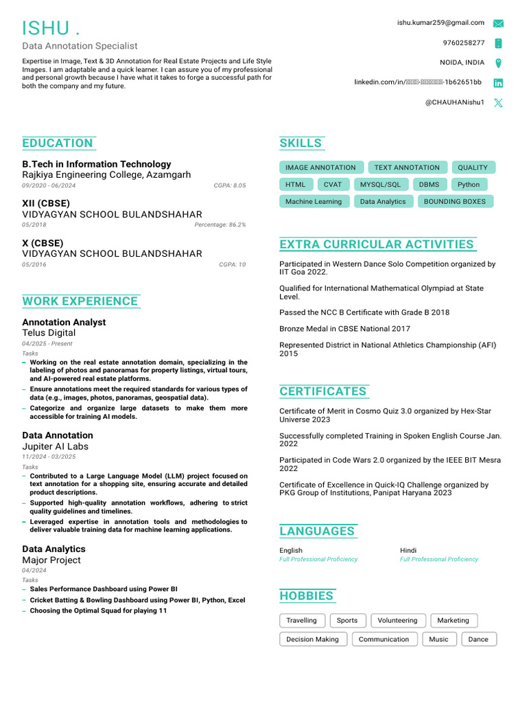 Data Annotation Specialist Resume | PDF | Annotation | Information ...