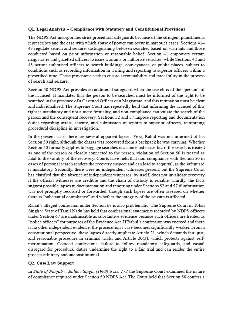 Piyush Aryan Assignment 6 | PDF | Confession (Law) | Search And Seizure