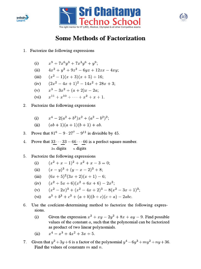 Some Methods of Factorization | PDF