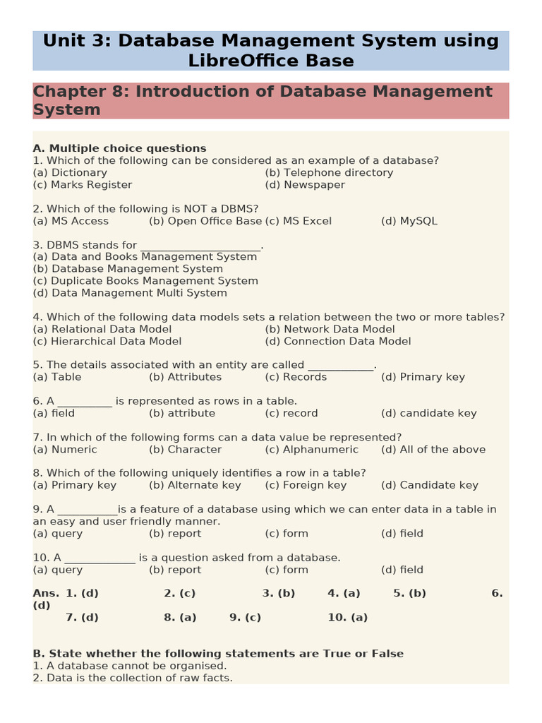 Database Management with LibreOffice Base | PDF | Databases | Table ...