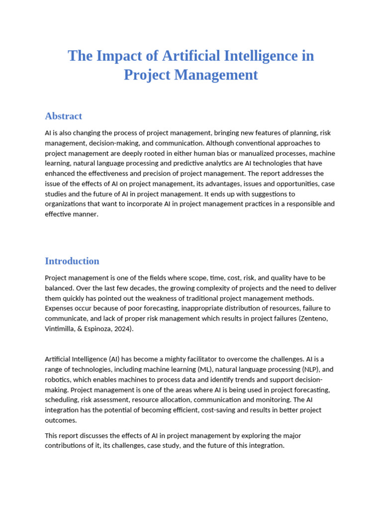 AI's Role in Transforming Project Management | PDF | Artificial ...
